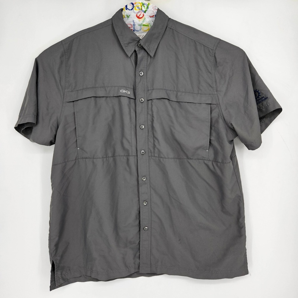 GameGuard 1023 Shirt Mens 2X Vented Button Down Fishing Short Sleeve Gray